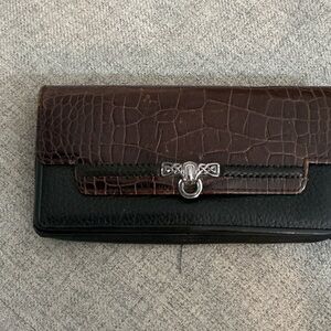 Brighton Black and Brown Wallet with Silver Accent Vintage